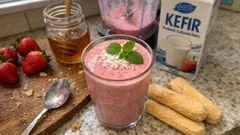 Jahodové smoothie se zakysaným nápojem: krémové, svěží a hotové za pár minut